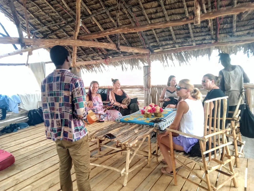 The lagoon restaurant at Mida Creek Nature Camp with home-made meals and open-air conviviality